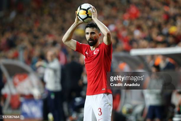 Hasan Ali Kaldirim of Turkey takes a throw-in during a friendly football match between Turkey and Ireland at New Antalya Stadium in Antalya, Turkey...
