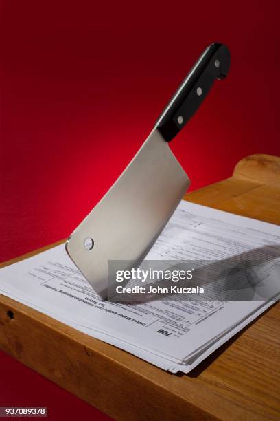 estate tax on the chopping block - meat cleaver stock pictures, royalty-free photos & images