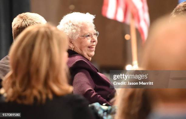 Joanne Rogers attends the U.S. Postal Service Dedication of the Mister Rogers Forever Stamp at WQED's Fred Rogers Studio on March 23, 2018 in...