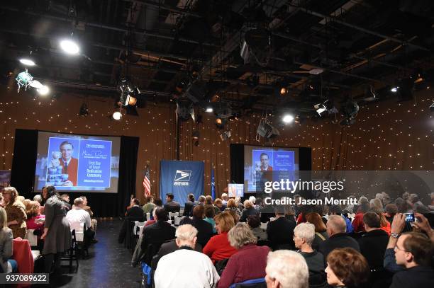 General view of atmosphere as the U.S. Postal Service Dedicates the Mister Rogers Forever Stamp at WQED's Fred Rogers Studio on March 23, 2018 in...