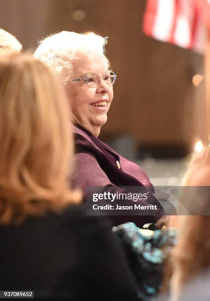 Joanne Rogers attends the U.S. Postal Service Dedication of the Mister Rogers Forever Stamp at WQED's Fred Rogers Studio on March 23, 2018 in...