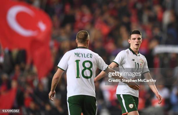 Antalya , Turkey - 23 March 2018; Declan Rice, right, and David Meyler of Republic of Ireland following the International Friendly match between...