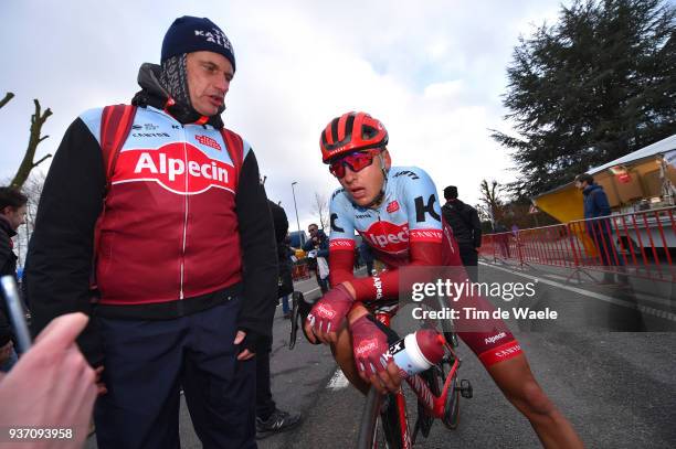 Arrival / Viacheslav Kuznetsov of Russia and Team Katusha Alpecin / during the 61st E3 Harelbeke 2018 a 206,4km race from Harelbeke to Harelbeke on...