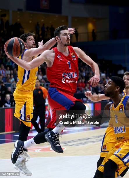 Nando de Colo, #1 of CSKA Moscow competes with Alexey Shved, #1 of Khimki Moscow Region in action during the 2017/2018 Turkish Airlines EuroLeague...