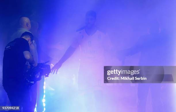 Thomas Robinson, #0 of Khimki Moscow Region before the 2017/2018 Turkish Airlines EuroLeague Regular Season Round 28 game between Khimki Moscow...