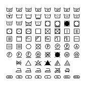 clothing washing label instructions, laundry symbols icon set, washing label icons for clothes