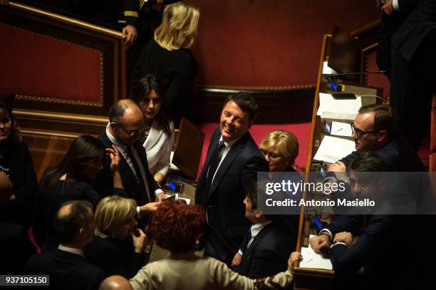 Former Italy's Prime Minister and Democratic Party secretary Matteo Renzi attends the first session of XVIII Legislature as voting takes place for...