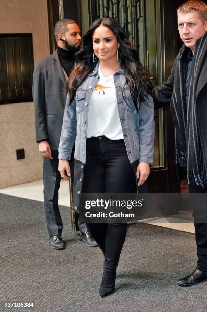 Demi Lovato departs their hotel on March 23, 2018 in New York City.