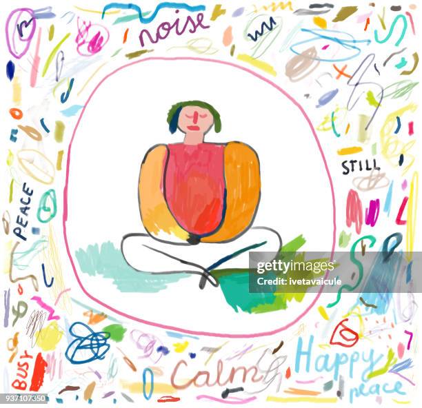 person sitting in lotus position and meditating - safety net stock illustrations