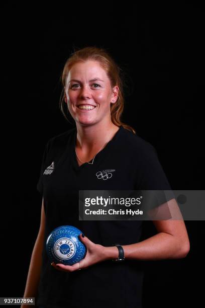 Katelyn Inch poses during the New Zealand Commonwealth Games Lawn Bowls headshots session at Mantra Legends Hotel on May 29, 2017 in Gold Coast,...