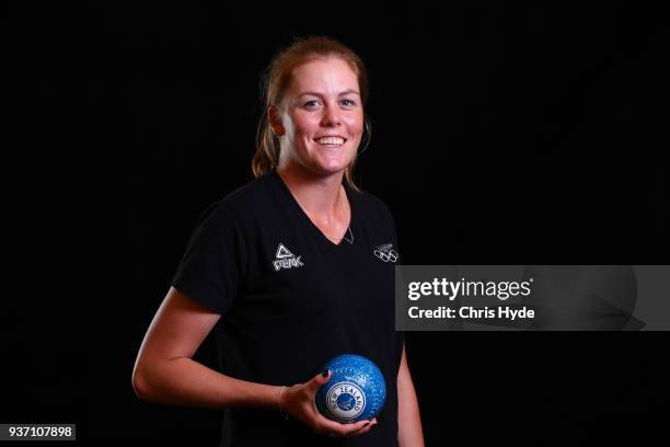 Katelyn Inch poses during the New Zealand Commonwealth Games Lawn Bowls headshots session at Mantra Legends Hotel on May 29, 2017 in Gold Coast,...