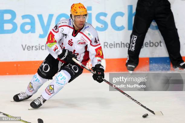 Jordan Owens of Pinguins Bremerhaven during the DEL Playoff Quarterfinal match 5 between the EHC Red Bull Munich and Pinguins Bremerhaven on March...