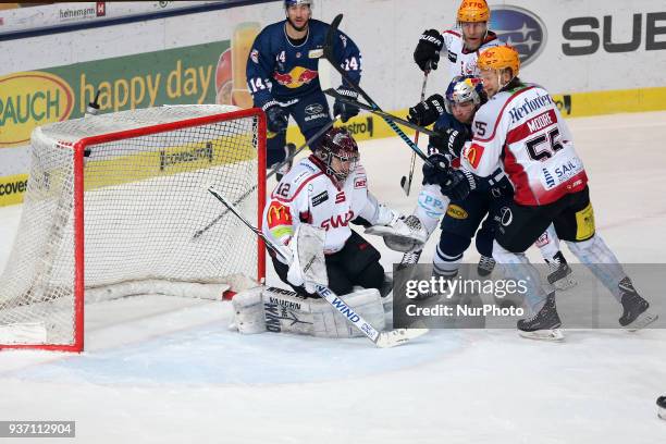 Tomas Poepperle of Pinguins Bremerhaven during the DEL Playoff Quarterfinal match 5 between the EHC Red Bull Munich and Pinguins Bremerhaven on March...