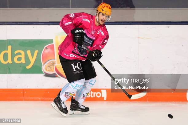 Bjoern Svensson of Pinguins Bremerhaven during the DEL Playoff Quarterfinal match 5 between the EHC Red Bull Munich and Pinguins Bremerhaven on March...