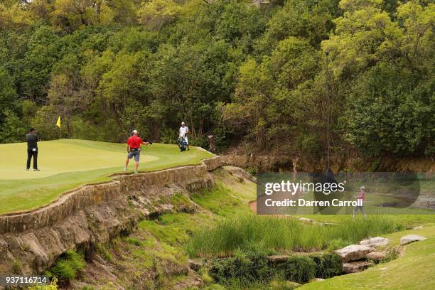 Jordan Spieth of the United States plays a shot on the third hole during the third round of the World Golf Championships-Dell Match Play at Austin...