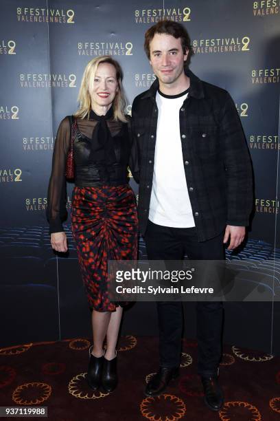 French actors Gabrielle Lazure and Yannis Lespert attend the photocall before the Tribute to Mario Luraschi during Valenciennes Film Festival on...
