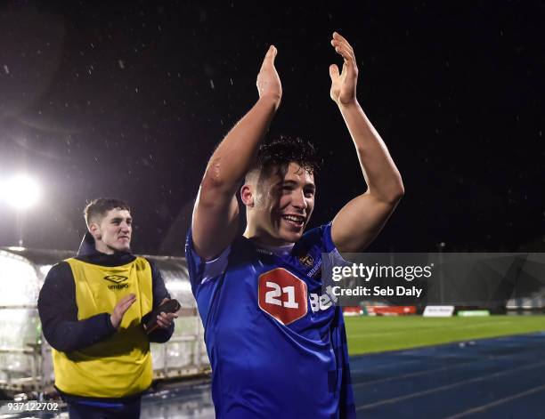 Waterford , Ireland - 23 March 2018; Dylan Barnett of Waterford celebrates following his side's victory during the SSE Airtricity League Premier...