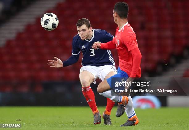Scotland's Andrew Robertson and Costa Rica's Ian Smith battle for the ball during the international friendly match at Hampden Park, Glasgow.