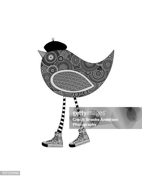 Bird Doodle With Shoes And Hat