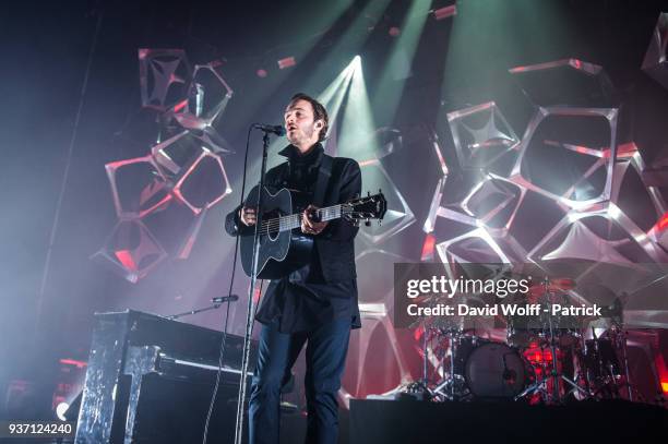 Tom Smith from Editors performs at L'Olympia on March 23, 2018 in Paris, France.