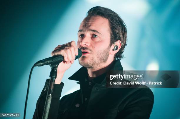 Tom Smith from Editors performs at L'Olympia on March 23, 2018 in Paris, France.