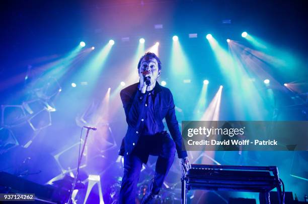 Tom Smith from Editors performs at L'Olympia on March 23, 2018 in Paris, France.