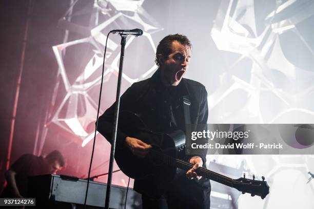 Tom Smith from Editors performs at L'Olympia on March 23, 2018 in Paris, France.