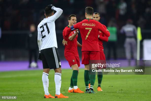 Cristiano Ronaldo of Portugal celebrates after scoring a goal to make it 2-1 via the VAR system during the International Friendly match between...
