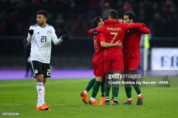 Cristiano Ronaldo of Portugal celebrates after scoring a goal to make it 2-1 via the VAR system during the International Friendly match between...