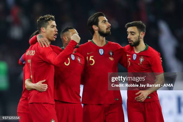 Cristiano Ronaldo of Portugal celebrates after scoring a goal to make it 2-1 via the VAR system during the International Friendly match between...