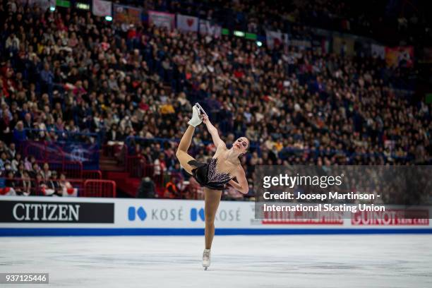 Kaetlyn Osmond of Canada competes in the Ladies Free Skating during day three of the World Figure Skating Championships at Mediolanum Forum on March...