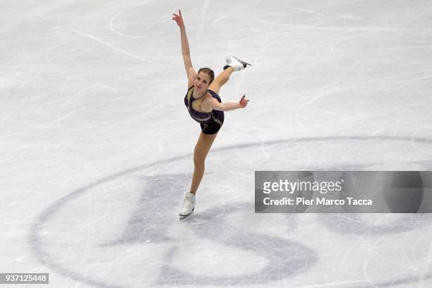 Carolina Kostner of Italy competes in women free skating during day three of the World Figure Skating Championships at Mediolanum Forum on March 23,...