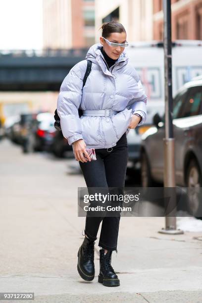 Bella Hadid is seen in Chelsea on March 23, 2018 in New York City.