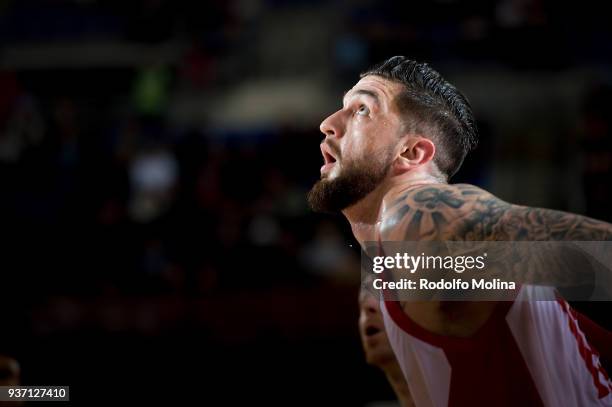 Vincent Poirier, #17 of Baskonia Vitoria Gasteiz in action during the 2017/2018 Turkish Airlines EuroLeague Regular Season Round 28 game between FC...