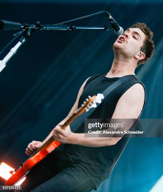 Mike Kerr, singer of Royal Blood performs during the Lollapaloosa Sao Paulo 2018 - Day 1 on March 23, 2018 in Sao Paulo, Brazil.