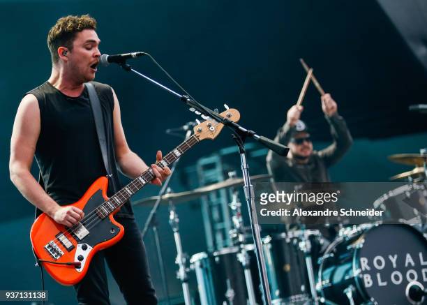 Mike Kerr, singer of Royal Blood performs during the Lollapaloosa Sao Paulo 2018 - Day 1 on March 23, 2018 in Sao Paulo, Brazil.