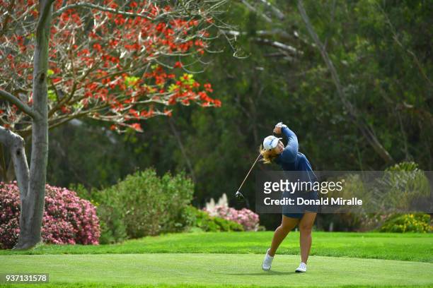 Mirim Lee of Korea tees off the 4th hole during Round Two of the LPGA KIA CLASSIC at the Park Hyatt Aviara golf course on March 23, 2018 in Carlsbad,...