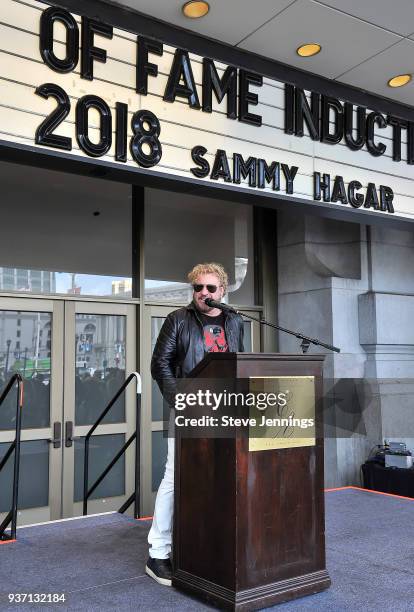 Musician Sammy Hagar is inducted into the 2018 "Bammies Walk of Fame" at Bill Graham Civic Auditorium on March 23, 2018 in San Francisco, California.