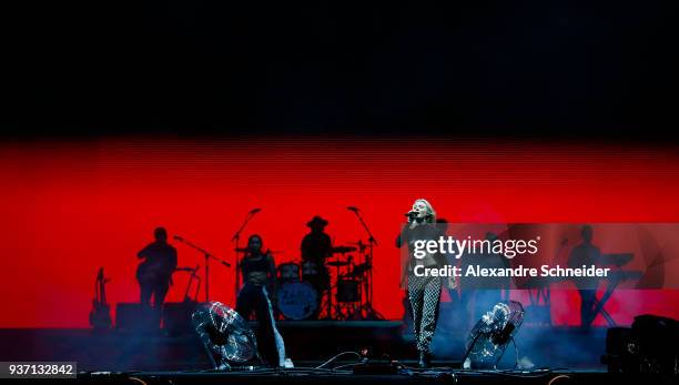 Zara Larsson performs during the Lollapaloosa Sao Paulo 2018 - Day 1 on March 23, 2018 in Sao Paulo, Brazil.