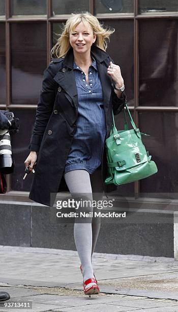 Sara Cox sighted leaving BBC Radio One on December 3, 2009 in London, England.