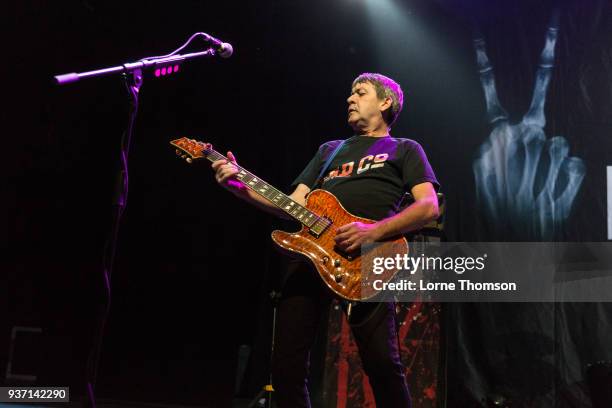 Ian McCallum of Stiff Little Fingers performs at The Forum on March 23, 2018 in London, England.
