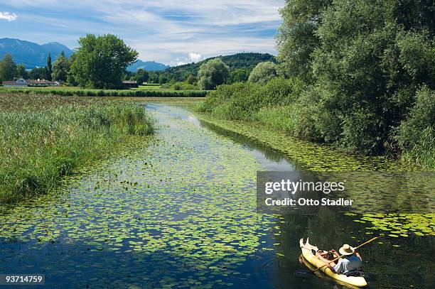 canoeing in nature, bavaria - chiemsee stockfoto's en -beelden