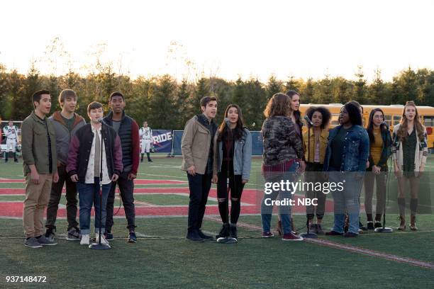 Victory Party" Episode 104 -- Pictured: Nacho Tambunting as Francis, Sean Grandillo as Jeremy, Ellie Desautels as Michael Hallowell, Sergio King as...