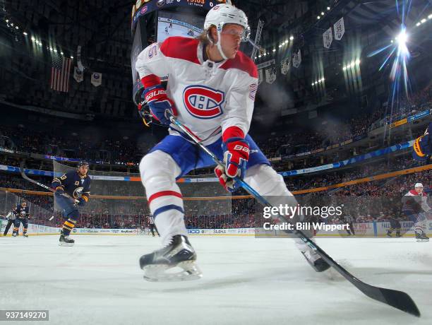 Jacob de la Rose of the Montreal Canadiens skates against the Buffalo Sabres during an NHL game on March 23, 2018 at KeyBank Center in Buffalo, New...