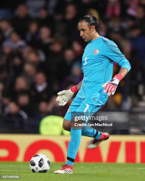 Costa Rica goalkeeper Keylor Navas is seen during the Vauxhall International Challenge match between Scotland and Costa Rica at Hampden Park on March...