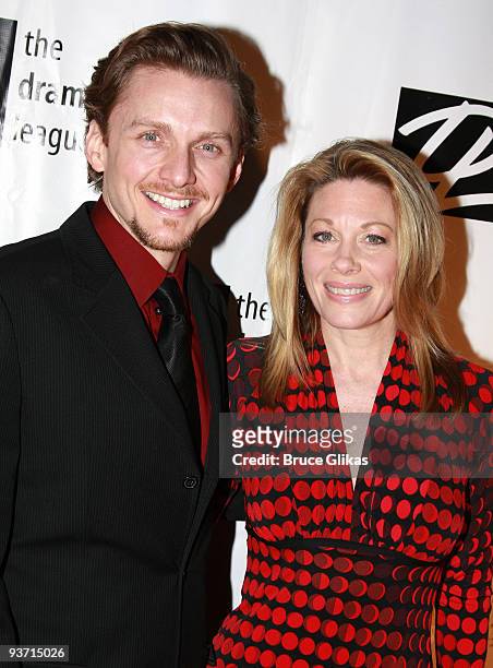 Actor Jason Danieley and wife Actress Marin Mazzie pose at The Drama League 24th Annual Spring Benefit at The Rainbow Room on February 11, 2008 in...