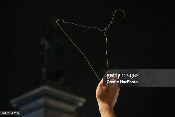 Women and supporters gathered at the Main Square to demonstrate in 'Black Friday' protest against proposal to restricted abortion law. Krakow, Poland...