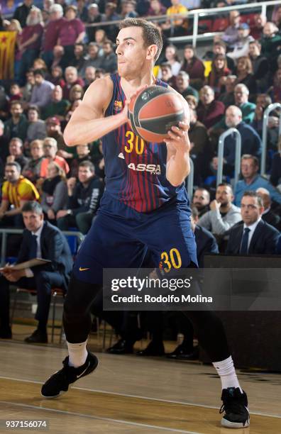 Victor Claver, #30 of FC Barcelona Lassa in action during the 2017/2018 Turkish Airlines EuroLeague Regular Season Round 28 game between FC Barcelona...