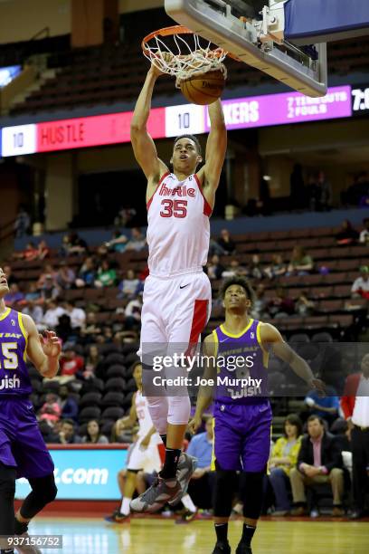 Chance Comanche of the Memphis Hustle drives to the basket during the game against the South Bay Lakers during a NBA G-League game on March 23, 2018...
