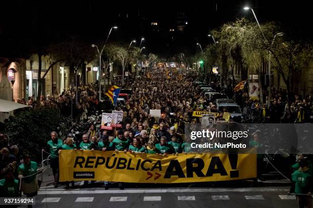 In Barcelona, Spain , thousands go in the streets to protest against Spanish justice and in support of jailed Catalan politicians on 23 March, 2018....